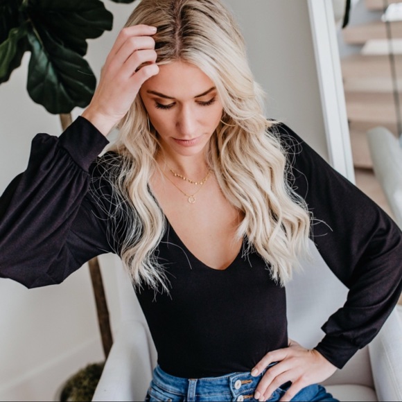 🇺🇸 SALE 🇺🇸 Penelope Billowed Bodysuit-Black - Picture 3 of 8